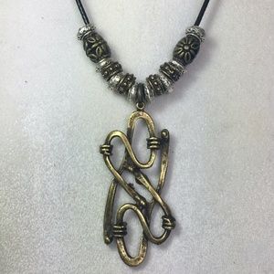 Modern Industrial Abstract Pendant Silver Bronze Beads Unisex Steampunk Necklace